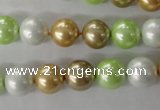 CSB1062 15.5 inches 10mm round mixed color shell pearl beads