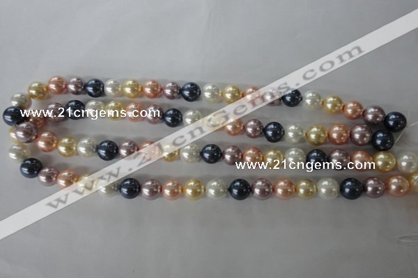 CSB1067 15.5 inches 10mm round mixed color shell pearl beads