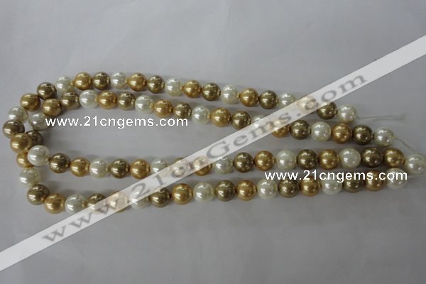 CSB1068 15.5 inches 10mm round mixed color shell pearl beads