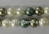 CSB1070 15.5 inches 10mm round mixed color shell pearl beads