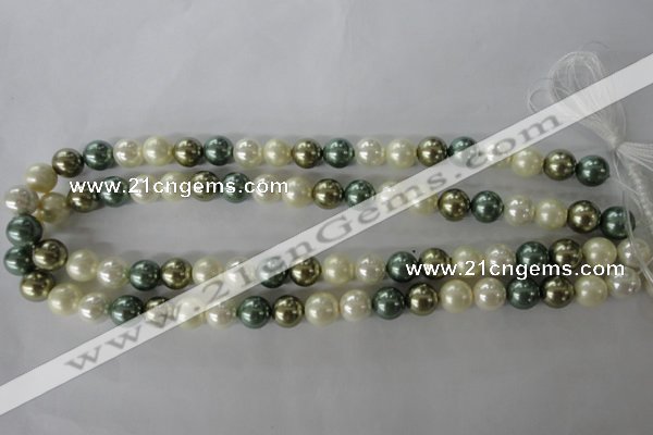 CSB1070 15.5 inches 10mm round mixed color shell pearl beads