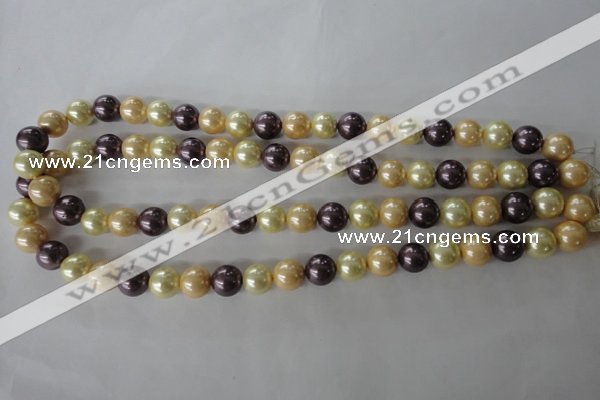 CSB1072 15.5 inches 10mm round mixed color shell pearl beads