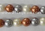 CSB1073 15.5 inches 10mm round mixed color shell pearl beads