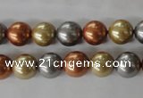 CSB1074 15.5 inches 10mm round mixed color shell pearl beads