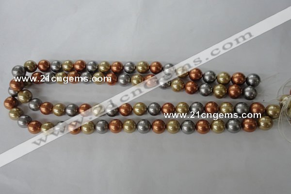 CSB1074 15.5 inches 10mm round mixed color shell pearl beads