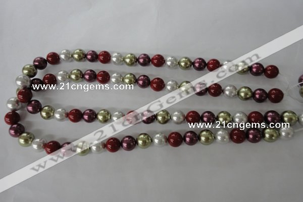 CSB1075 15.5 inches 10mm round mixed color shell pearl beads