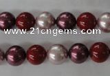 CSB1076 15.5 inches 10mm round mixed color shell pearl beads