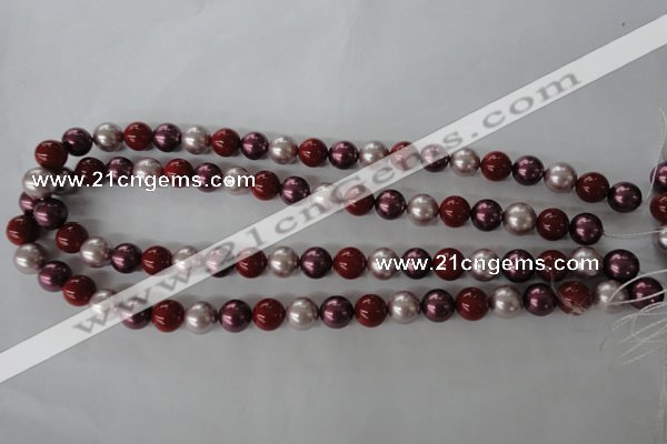 CSB1076 15.5 inches 10mm round mixed color shell pearl beads