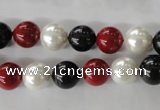 CSB1077 15.5 inches 10mm round mixed color shell pearl beads