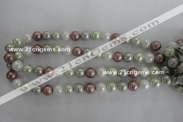 CSB1080 15.5 inches 12mm round mixed color shell pearl beads