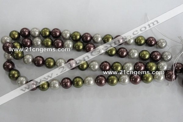 CSB1081 15.5 inches 12mm round mixed color shell pearl beads