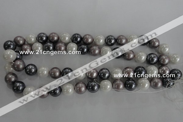 CSB1082 15.5 inches 12mm round mixed color shell pearl beads