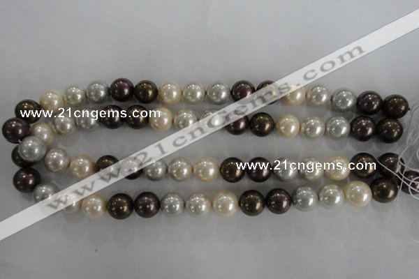 CSB1083 15.5 inches 12mm round mixed color shell pearl beads