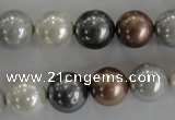 CSB1084 15.5 inches 12mm round mixed color shell pearl beads