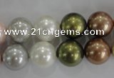 CSB1085 15.5 inches 12mm round mixed color shell pearl beads