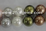 CSB1085 15.5 inches 12mm round mixed color shell pearl beads