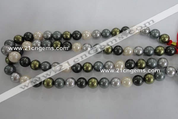 CSB1086 15.5 inches 12mm round mixed color shell pearl beads