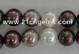 CSB1087 15.5 inches 12mm round mixed color shell pearl beads