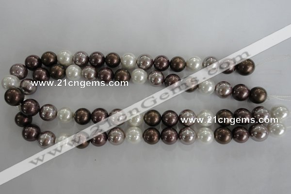 CSB1087 15.5 inches 12mm round mixed color shell pearl beads