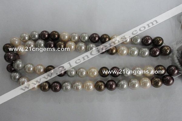 CSB1088 15.5 inches 12mm round mixed color shell pearl beads