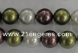 CSB1089 15.5 inches 12mm round mixed color shell pearl beads