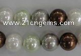 CSB1090 15.5 inches 12mm round mixed color shell pearl beads