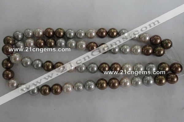 CSB1091 15.5 inches 12mm round mixed color shell pearl beads