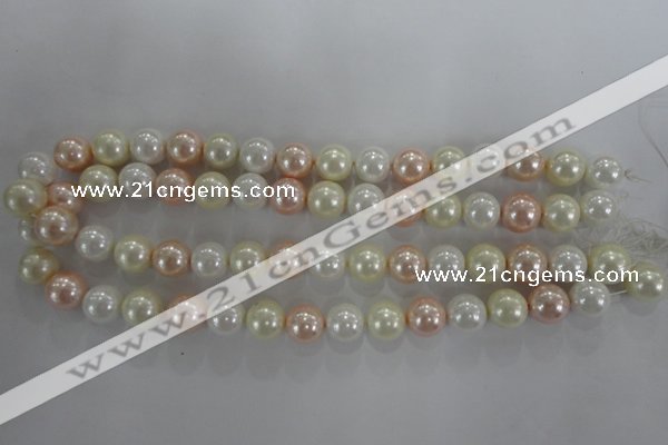 CSB1092 15.5 inches 12mm round mixed color shell pearl beads