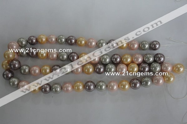 CSB1093 15.5 inches 12mm round mixed color shell pearl beads