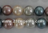 CSB1094 15.5 inches 12mm round mixed color shell pearl beads