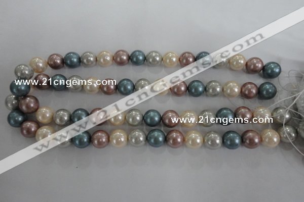 CSB1094 15.5 inches 12mm round mixed color shell pearl beads