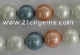 CSB1095 15.5 inches 12mm round mixed color shell pearl beads