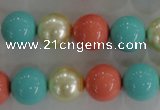 CSB1097 15.5 inches 12mm round mixed color shell pearl beads