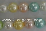 CSB1098 15.5 inches 12mm round mixed color shell pearl beads