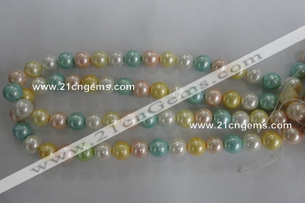 CSB1098 15.5 inches 12mm round mixed color shell pearl beads