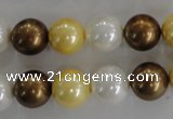 CSB1099 15.5 inches 12mm round mixed color shell pearl beads