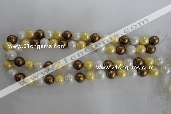 CSB1099 15.5 inches 12mm round mixed color shell pearl beads