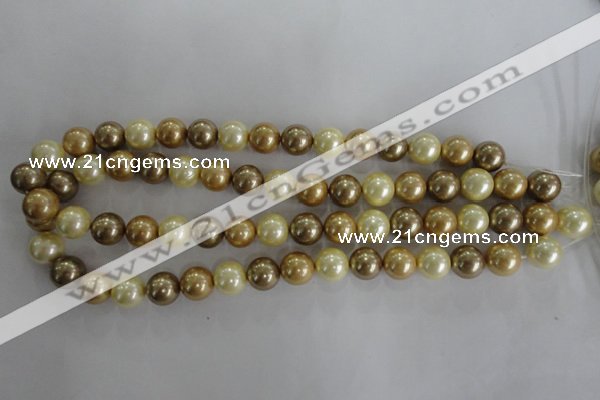 CSB1100 15.5 inches 12mm round mixed color shell pearl beads