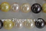 CSB1101 15.5 inches 12mm round mixed color shell pearl beads