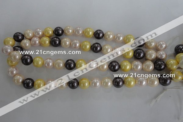 CSB1101 15.5 inches 12mm round mixed color shell pearl beads