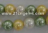 CSB1102 15.5 inches 12mm round mixed color shell pearl beads