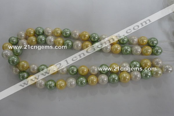 CSB1102 15.5 inches 12mm round mixed color shell pearl beads