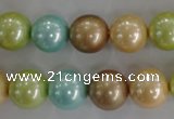 CSB1103 15.5 inches 12mm round mixed color shell pearl beads