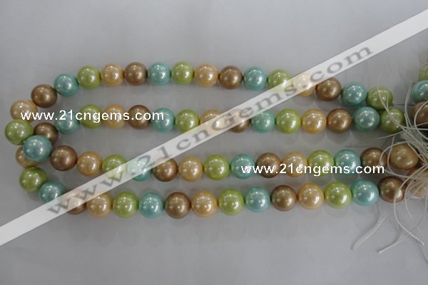 CSB1103 15.5 inches 12mm round mixed color shell pearl beads