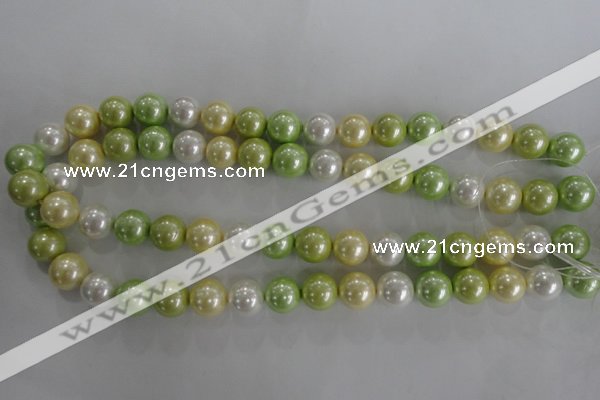 CSB1104 15.5 inches 12mm round mixed color shell pearl beads