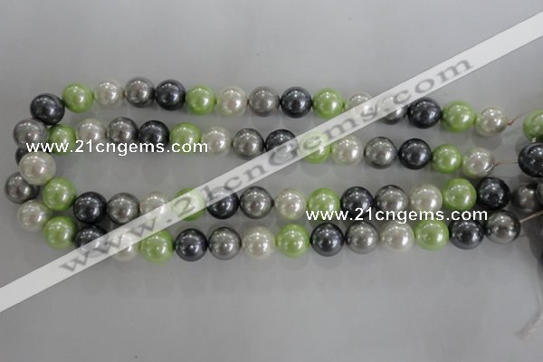 CSB1105 15.5 inches 12mm round mixed color shell pearl beads