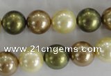 CSB1106 15.5 inches 12mm round mixed color shell pearl beads