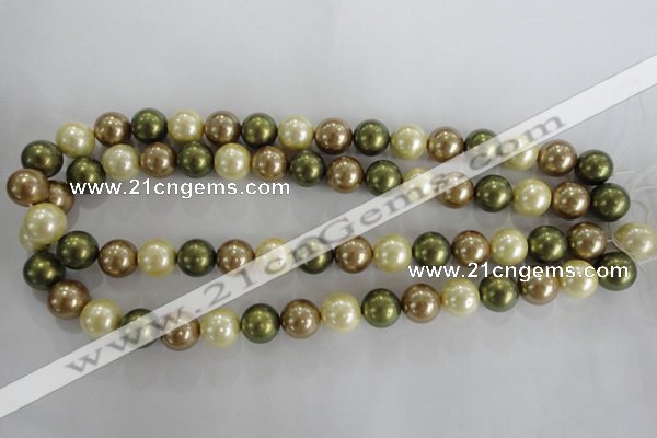 CSB1106 15.5 inches 12mm round mixed color shell pearl beads