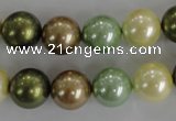 CSB1107 15.5 inches 12mm round mixed color shell pearl beads