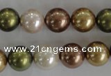 CSB1108 15.5 inches 12mm round mixed color shell pearl beads